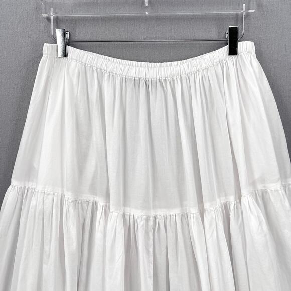 ENZA COSTA Tiered Maxi Skirt Womens XL White Cotton Full Pull On Boho Beachy NEW - Picture 8 of 16